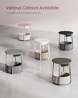 VASAGLE Round Side Table with Charging Station Jelly Pink Cream White LET228R03 view 8