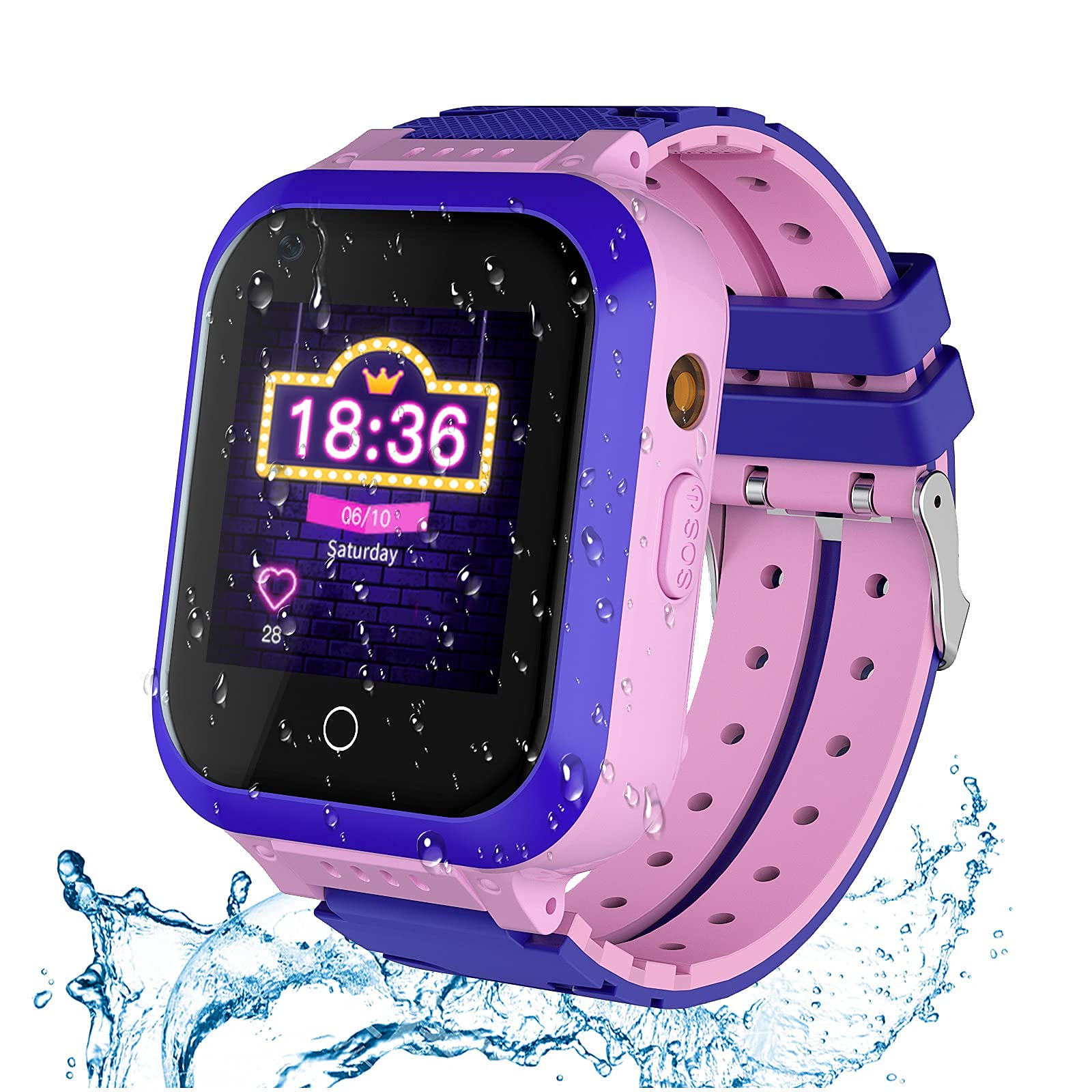 4G Kids Smart Watch, Multi-System HD Screen Sports kids watch, IP67 Waterproof smart watch for kids, Smart Watch with Video and Phone, GPS Tracking, SOS, Camera, Gifts for Children (Dark Purple)