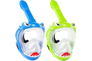 ZIPOUTE SNORKEL Full Face Snorkel Mask for Kids with 180° Panoramic View, Snorkeling Set Featuring Anti-Leak and Anti-Fog Foldable Dry Top Design for Safe Underwater Adventures Snorkeling Gear for Kids