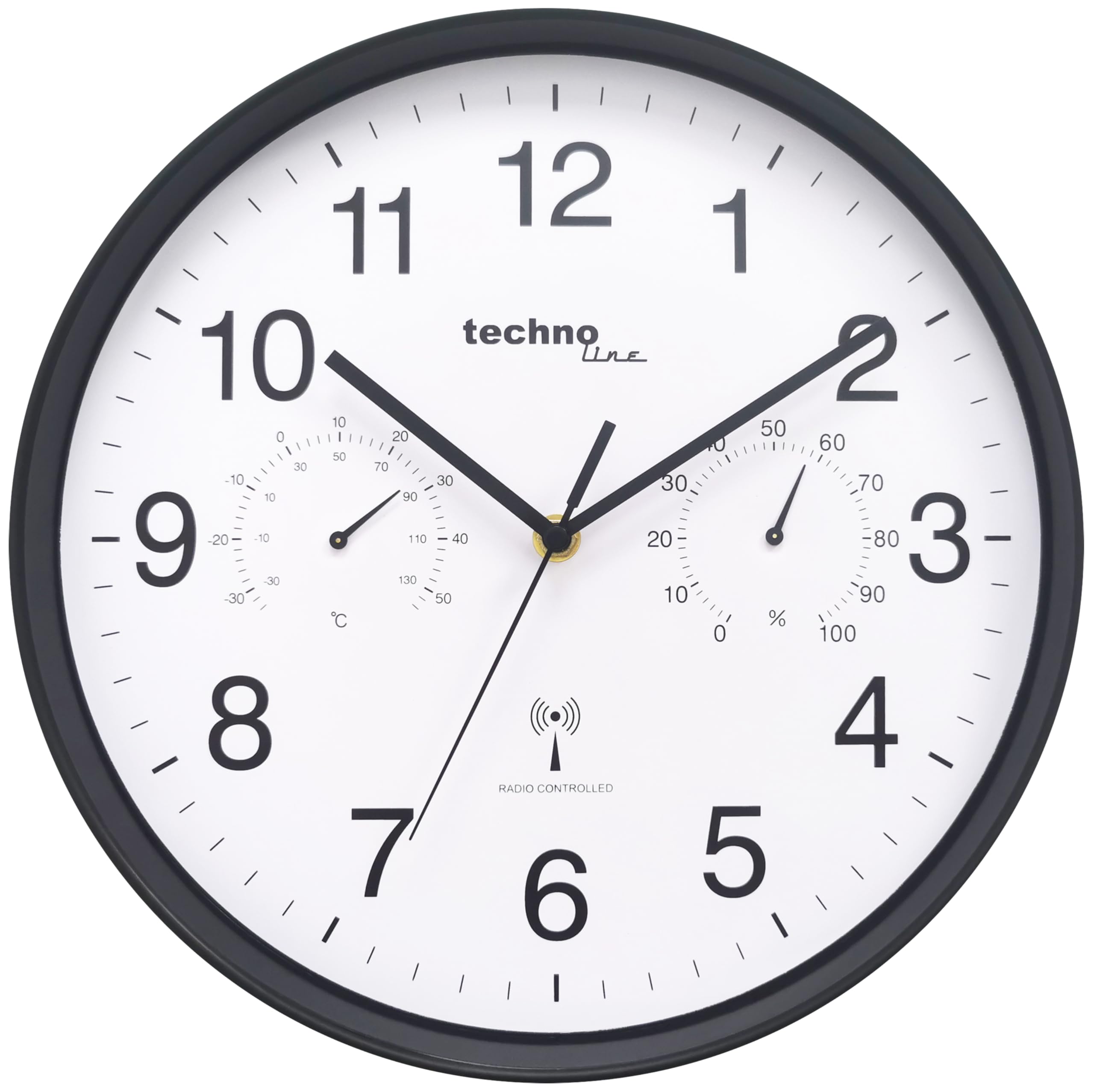 Technoline Radio Wall Clock, Black, 30 cm, Europe Time Zone