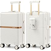 Joyway Lightweight Carry-On Luggage 20 Inch with Spinner Wheels, TSA Lock, Durable ABS Hardshell Suitcase for Business & Travel (White, 20 Inch)