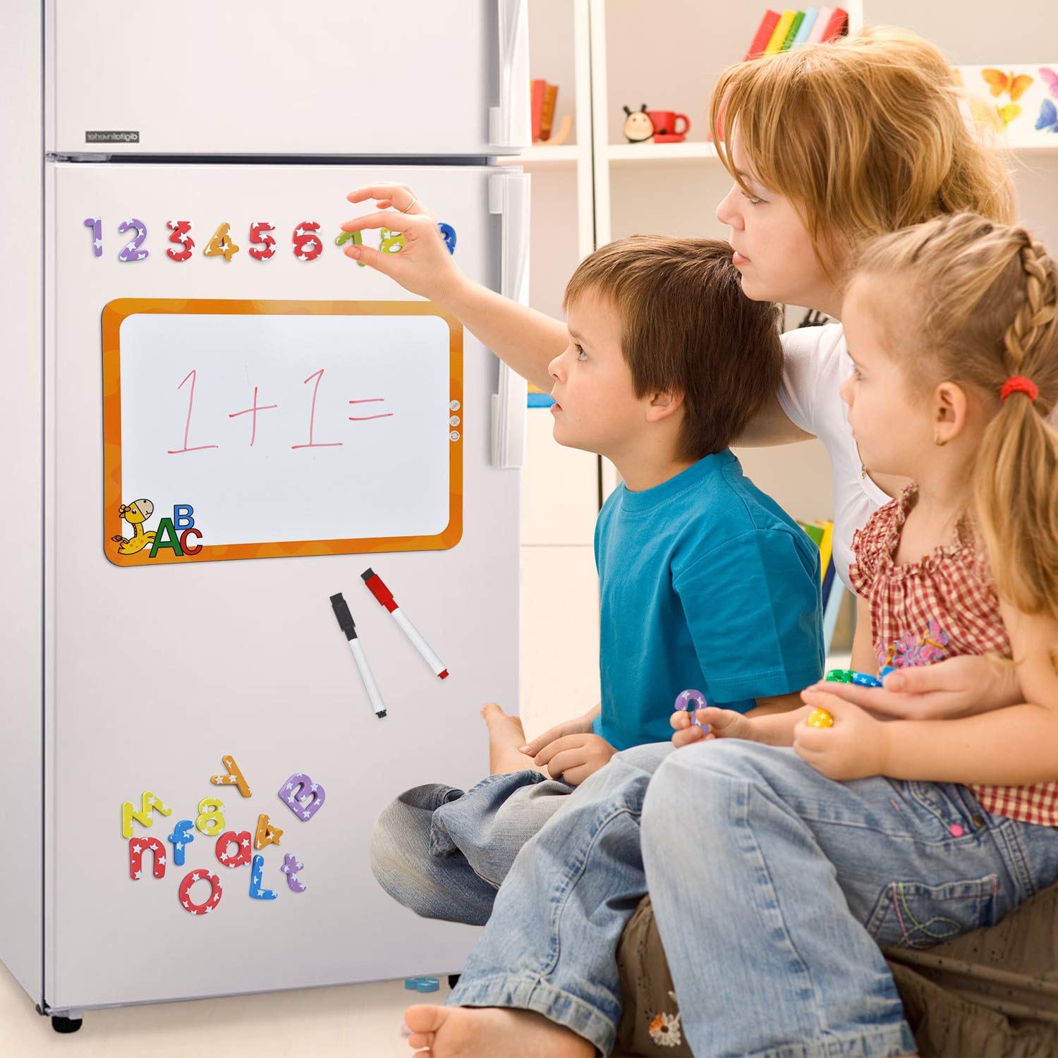 Magnetic Letters and Numbers-138Pcs Kids Educational Alphabet Refrigerator Magnets-Gift Set with Dry Erase Magnetic Board,Best Preschool Learning Toys for Kids Spelling,Counting,Color Recognition