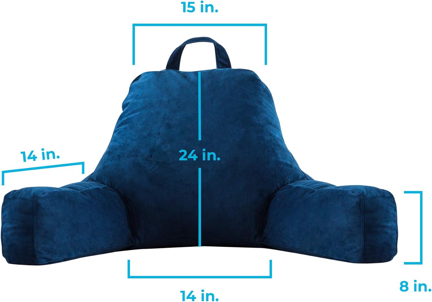 Linenspa Soft Velour Cover Shredded Foam Reading Pillow, X-Large, Navy: Home & Kitchen
