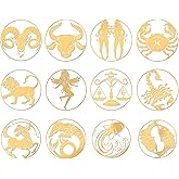 OLYCRAFT 12 Pcs Constellation Pattern Stickers Self Adhesive Golden Stickers Zodiac Signs Brass Metal Sticker for DIY Scrapbooks Resin Crafts Phone Decorations Cool Sticker - 12 Styles