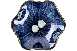 dazuihou Ceramic Trinket Dish, Ring Tray, Decorative Jewelry Dish, Decoration Plate for Earrings, Rings, Jewelry Dish Holder, Key Bowl, Trinket Tray, Earring Holder for Women (Starry Sky Blue)