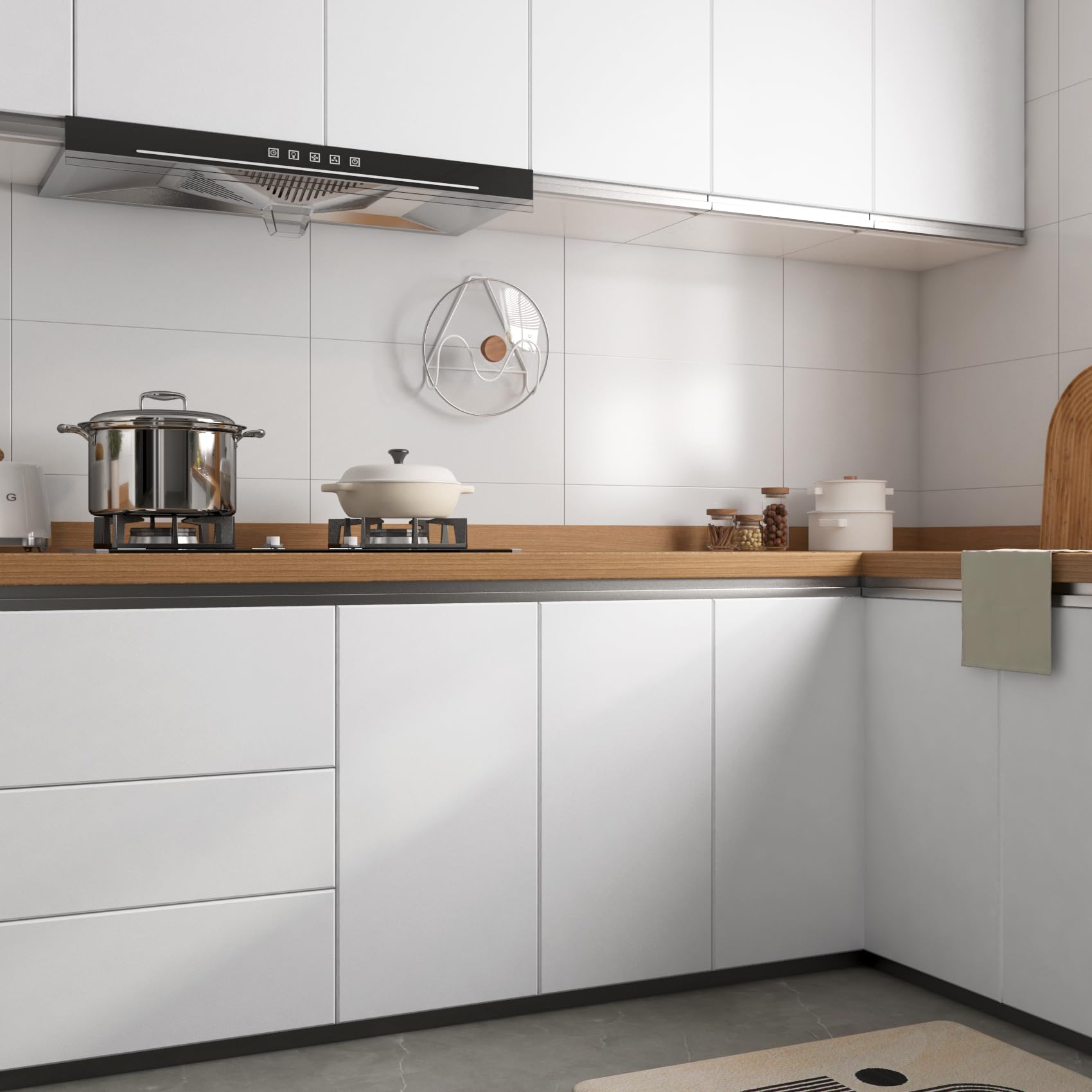 ReWallpaper Peel and Stick Wallpaper Kitchen 40cm x 7m Sticky Back Plastic Roll Matt White Vinyl Wrap for Kitchen Cupboards Desktop White Wallpaper for Bedroom Adults Vinyl Film Furniture