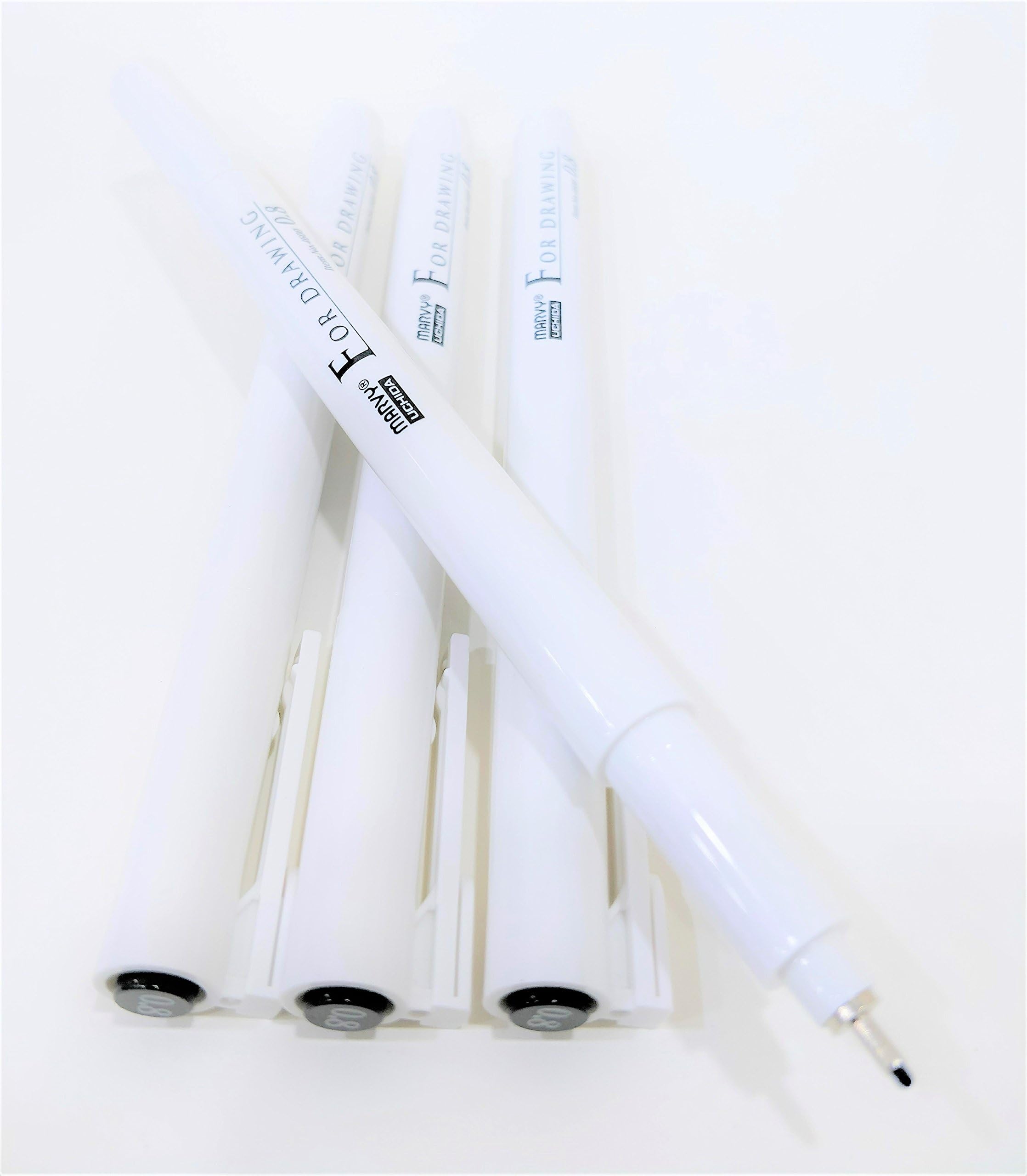 Marvy Uchida Black Ink Technical Fine Line Pens 0.8 Pack of (3 + 1 Free)