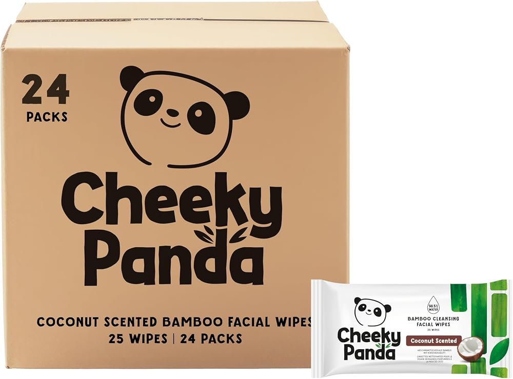 The Cheeky Panda Facial Wipes Coconut Scent Bulk 24 Packs 600 Wipes