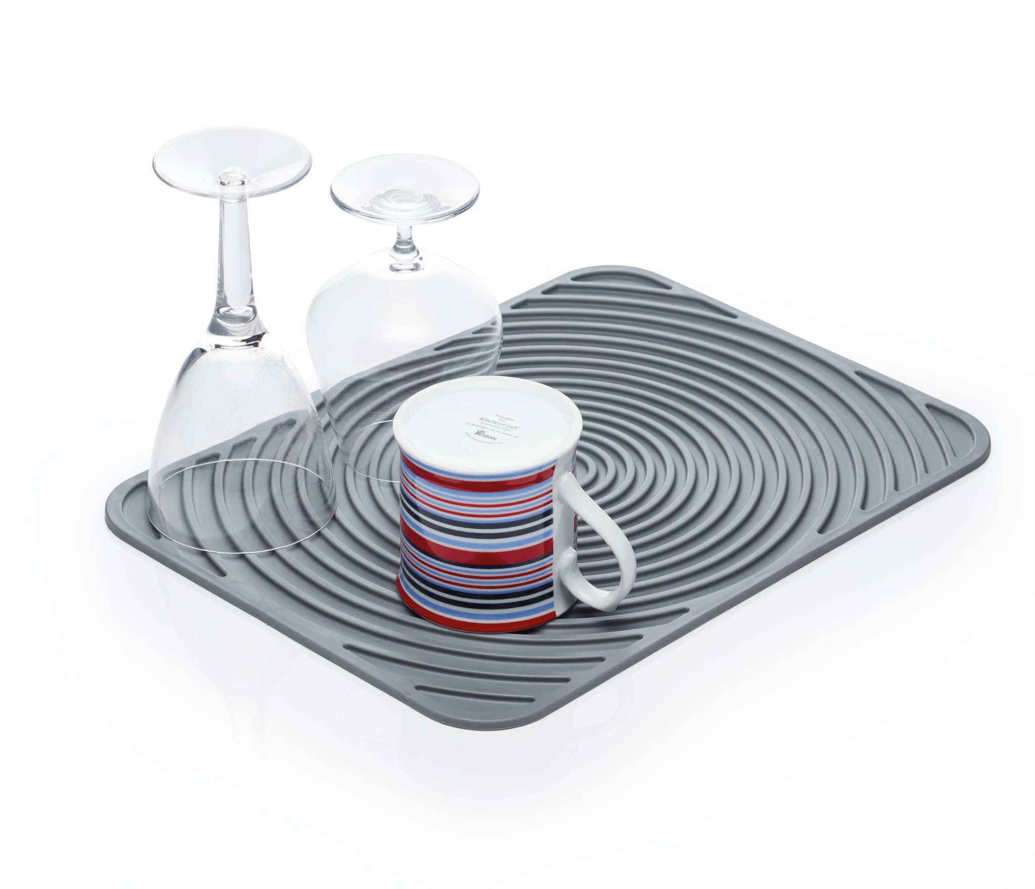 KitchenCraft Flexible Thermoplastic Rubber Dish Drying Mat, 3 x 4 cm (12" x 15.5") - Grey