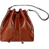Time Resistance Leather Bucket Bag - Full-Grain Leather Handbag for Women - Italian Handmade Shoulder Bag