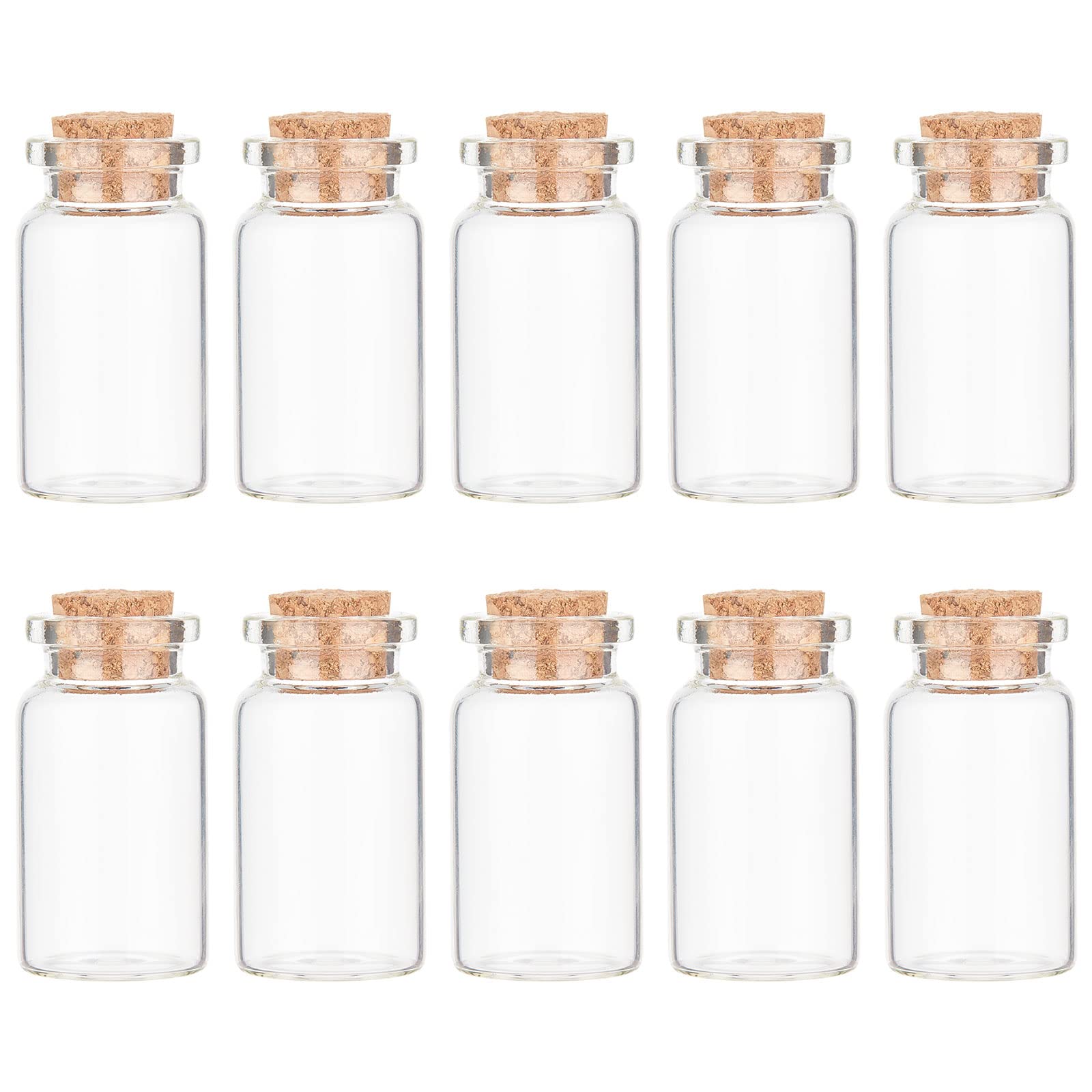 PandaHall 10pcs 10MLMini Glass Jars Bottles with Cork Stoppers Spell Potion Bottles Christmas Gifts Bottle for DIY Arts Crafts Decoration, Weddings Favors, Wish Jewellery Storage 22x40mm(0.34oz)