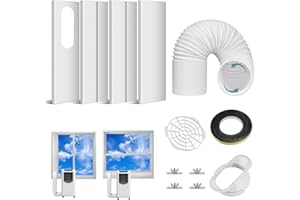 Ninonly Portable Air Conditioner Window Vent Kit with 5.9" Exhaust Hose, Portable AC Seal Kit for Sliding Window with 4 Plates, Universal Coupler Fits 5.9 & 5.1 Inch Diameter Exhaust Hose
