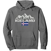 Iceland Mountains Vintage Flag Souvenir Iceland Pullover Hoodie