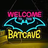 Bat Cave Neon Sign for Wall Decor Halloween Light Smart plug timer compatible USB-Powered Bedroom Man Cave Bar (16.5x10.8 Inch）