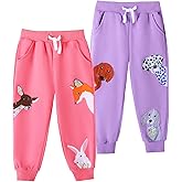HILEELANG Toddler Girls' Jogger Pants 3-Pack Pull on Cotton French Terry Solid Ruffle Pocket SweatPants12M-7Y