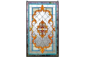 TMI ART PANEL 20 x 34 Large Jeweled Hanging Stained Glass Window Panel.