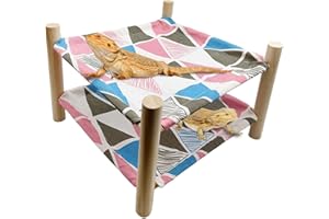 Tfwadmx Bearded Dragon Bed Double-Layer Wooden Reptile Chameleon Lounger Sleeping Hammock Habitat Accessories for Leopard Gecko Snake Lizard or Other Small Animal (Style-E)