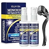 5% Minoxidil for Men and Women Hair Growth Kit: Minoxidil Spray Hair Regrowth Treatment Serum with Biotin & Rosemary -Stop Hair Thinning and Hair Loss For Stronger Thicker Longer Hair 2 Pack