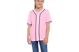 ACEFAST INC Kids Baseball Jersey Button Blank Softball Team Uniform Girls Boys Hip Hop T-Shirt Solid Color Sweatshirt