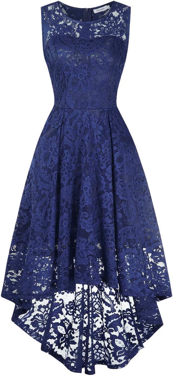 KOJOOIN Women's Dress Vintage Floral Bridesmaid Dress Lace Dress Wedding Evening Party Cocktail Midi Prom High Waist Dresses