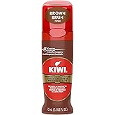 KIWI Instant Shine & Protect Liquid Shoe Polish, Brown, 1 Bottle with Sponge Applicator, 2.5 oz