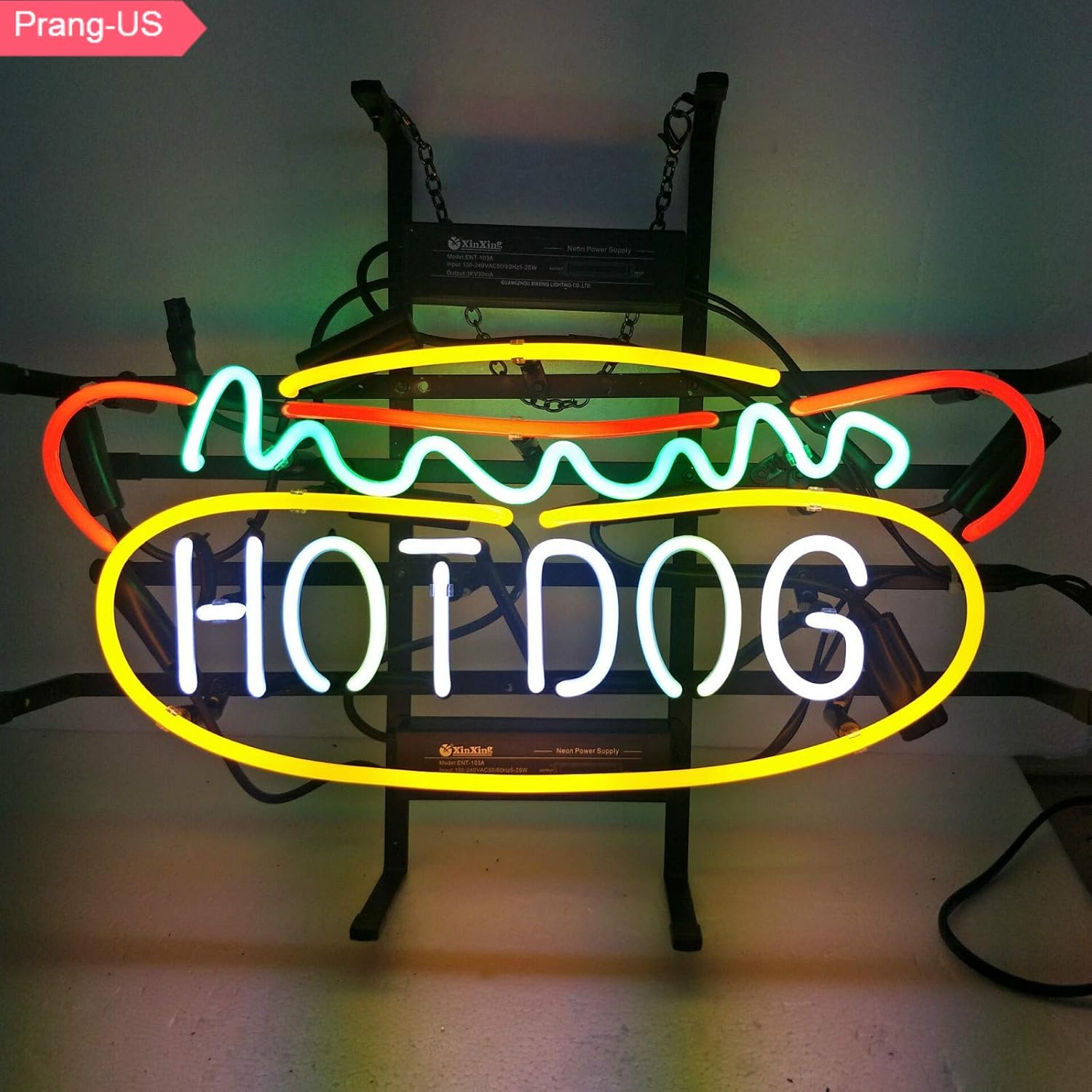 PrangUS Hot Dog Neon Signs 17×14 inch, Real Neon Signs