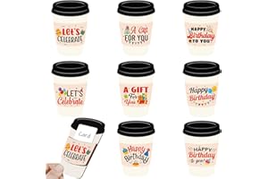 Seeloowy 8 Packs Birthday Coffee Gift Card Holder Wooden Thanks a Latte Teacher Appreciation Thank You Cards Sleeves Ornament for DIY Present Birthday School Tutor Colleague Holiday Graduation
