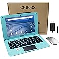 CHIBBS Laptop Computer- 10.1" Inch Kids Laptop Computer Powered by Android 12.0 -Quad Core Processor- 2+64gb ROM-Camera- Bluetooth- 2*USB- WiFi- Blue