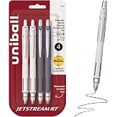 uniball&trade; Jetstream RT Ballpoint Pens, Black Ink, 0.7mm Fine Point, 4 Count | Retractable, Smooth Writing, Quick-Drying, Smear-Resistant, uni Super Ink&trade;