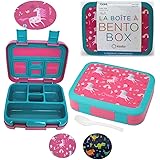 Unicorn Bento Lunch Box for Girls Toddlers, 5 Portion Control Sections, BPA Free Removable Plastic Tray, Pre-School Kid Toddl
