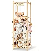 EQGDU Stuffed Animal Display Shelf Organizer Wooden Zoo Cage Design for Large Plush Toy Storage, Kids Room & Bedroom Decor