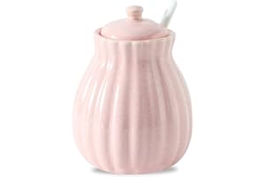 Sugar Bowl with Lid and Spoon, Ceramic Sugar Container for Coffee Bar, Sugar Jar Holder Sugar Dispenser Bowl for Sea Salt, Sp