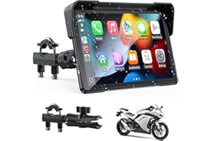 VOLAM Wireless Motorcycle CarPlay Screen, 7-inch IP67 Waterproof Touchscreen,GPS Navigation System,Anti-Glare for Daylight, Voice Control, Dual Bluetooth, Suitable for Harley, Kawasaki, Yamaha, etc.