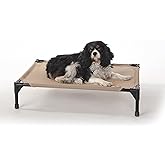 K&amp;H Outdoor Elevated Dog Bed for Small &amp; Medium Pets, Tan, Medium 32x25in | Cool comfort outdoors, medium dog cot with hammock support, washable dog bed, metal frame, quick-dry mesh