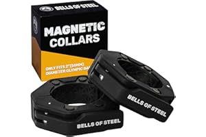 Magnetic Barbell Collars [Bells of Steel] Version 2.0 Premium Weight Bar Clamps, Quick Release Barbell Clips, Olympic Barbell Clamps, High-Strength Nylon Gym Clips, Pair, Black