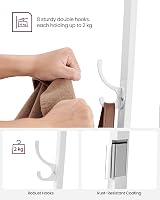 VASAGLE Coat Stand 8 Double Hooks 4 Shelves Metal Frame Oak White LCR080W09 view 4