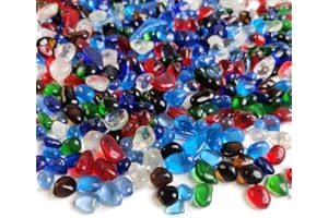 HappyFiller Multi Colored Glass Gems Aquarium Pebbles Stones Small Rocks Gravels Beads,Fish Tank,Home Vase Fillers,Succulent Plants Top Dressing,Colorful Fountain Decorations,1 LB