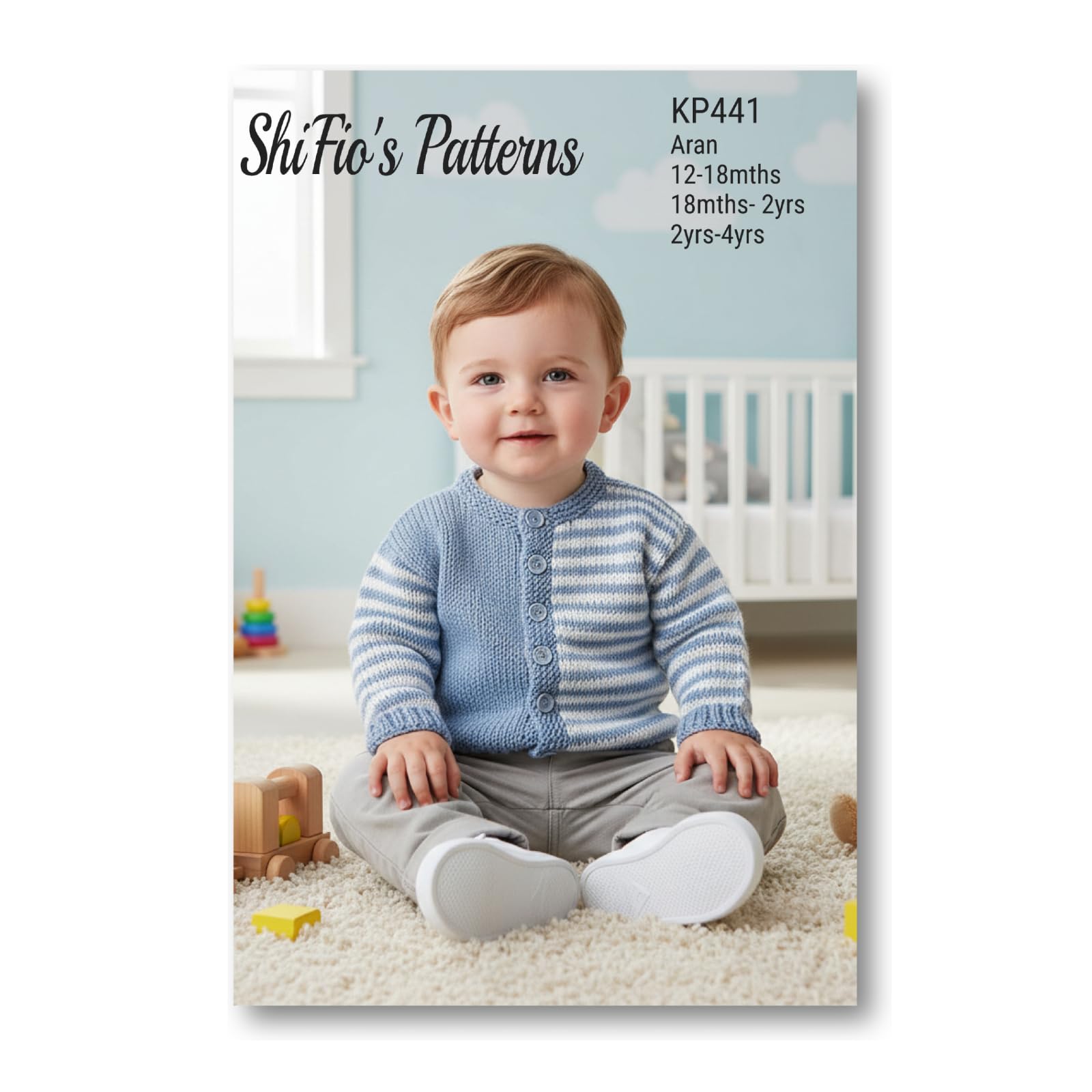 Knitting Pattern for Childs Cardigan, Child’s Aran Knitting Pattern, Children’s Knitting Pattern, 3 Sizes Included, 12mths - 18mths, 18mths - 2yrs and 2yrs-4yrs, KP441