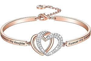 Aihitero Christmas ‘Badass Daughter’ Gift, ‘Always My Daughter Forever My Friend’ Bangle Bracelet, ‘Mother/Father Daughter Forever Love’ Women Jewelry, Birthday Xmas Wedding Present from Dad Mom