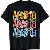 Cute Aloha Hawaiian Summer Vacation Shaka Hibiscus Kids Girl T-Shirt