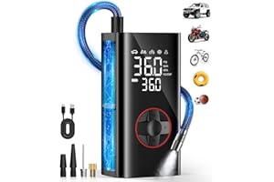 TEFFIM Tire Inflator Portable Air Compressor - 150PSI Cordless Air Pump for Car Tires, Portable Tire Inflator for Cars with Pressure Gauge, Tire Pump for Bike, Motorcycle, Auto Shut-off
