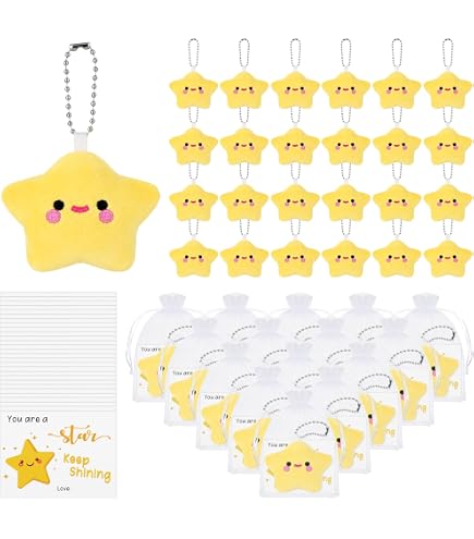 レア　黄星関連グッズ　Jmoon Amazon.com: Tondiamo 25 Sets Star Plush Keychains Bulk with Cards