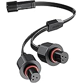HIQCVOU Y-Splitter for ASAHOM S1070 S1080 Permanent Outdoor Lights, (1 Male to 2 Female) Y-Shaped Extension Cable Compatible with ASAHOM S108B S108C S108D S108E/F, S107B S107C S107D S107E/F (Black)