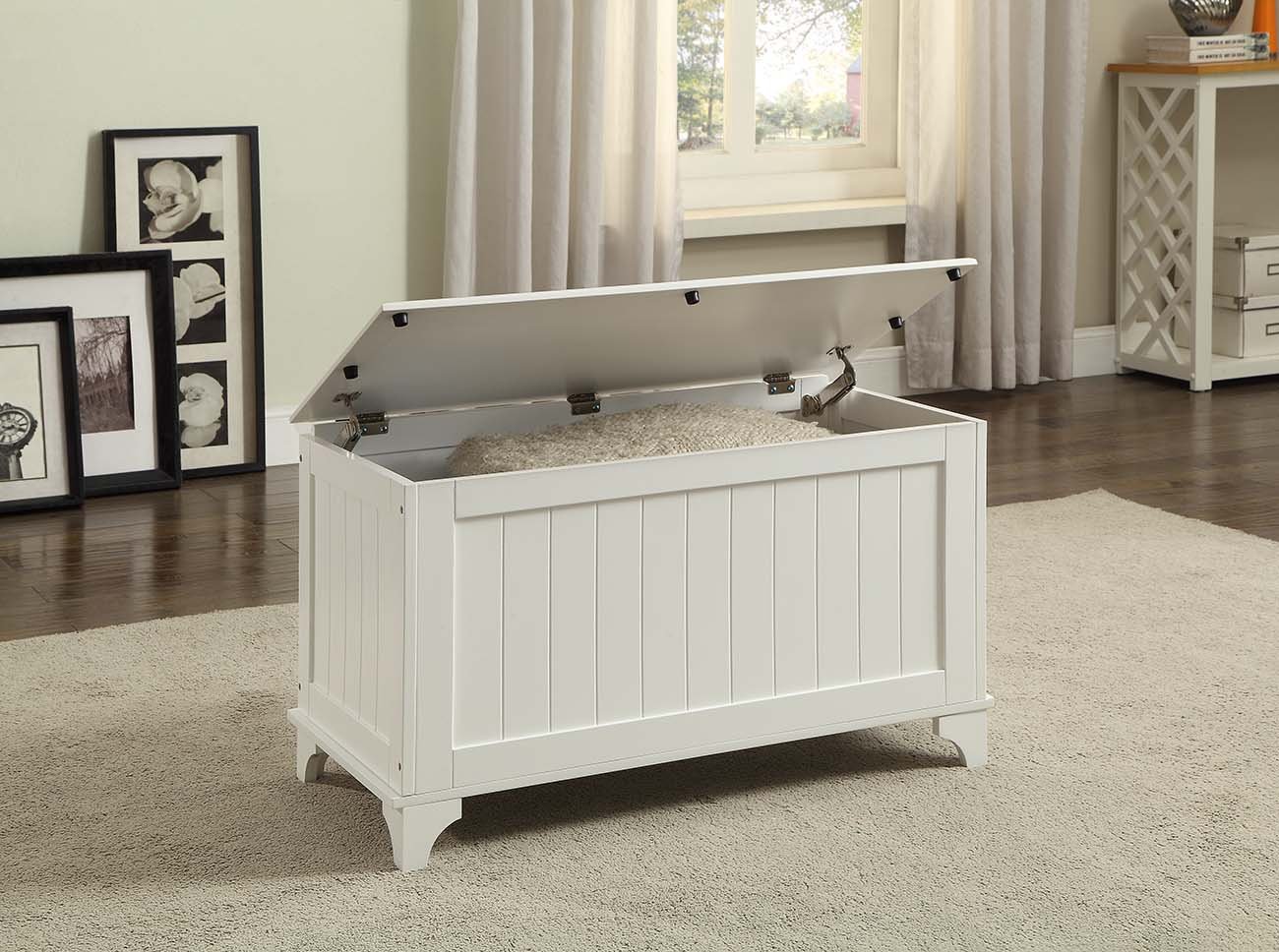 White Finish Toy Blanket Storage Chest Trunk Box Bench Buy Online in
