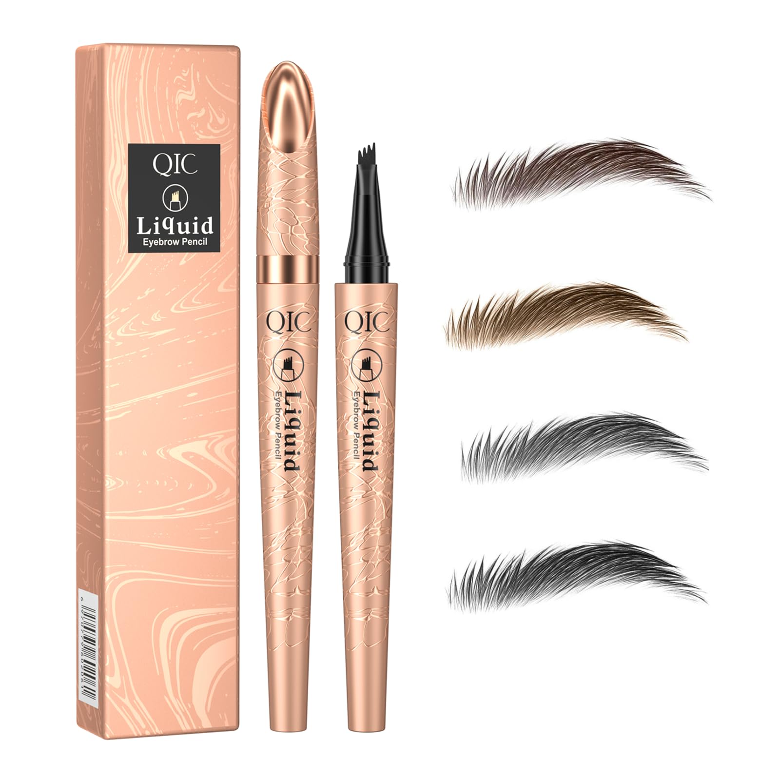 Eyebrow Pencil, Eyebrows Pen with 4 Micro-Fork Tip Long-lasting Waterproof Eyebrow Pen and Smudgeproof Brow Pen,Creates Natural Looking Defined Eyebrows(Black)