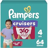 Pampers Diapers - Cruisers 360 - Size 4, 64 Count, up to 100% Leakproof Pull-On Diaper for Active Babies
