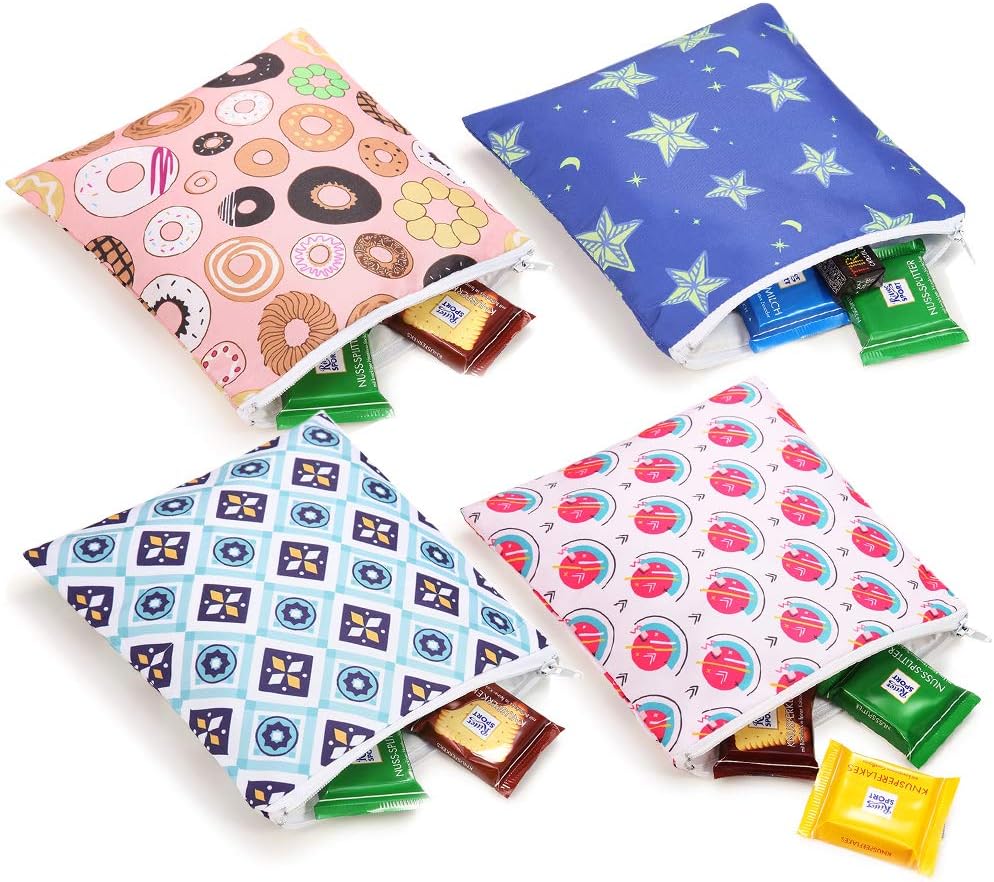Reusable Sandwich bags Snack Bag Dishwasher Safe Lunch Baggies for Kids(4 House)