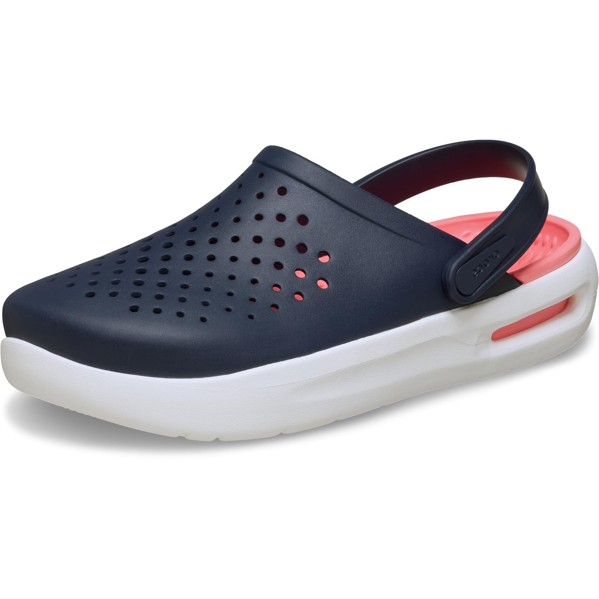 Crocs Unisex-Adult Inmotion Clogs, LiteRide Comfort, Slip On Shoes for Women and Men, Navy/Guava, 9 Women/7 Men Image