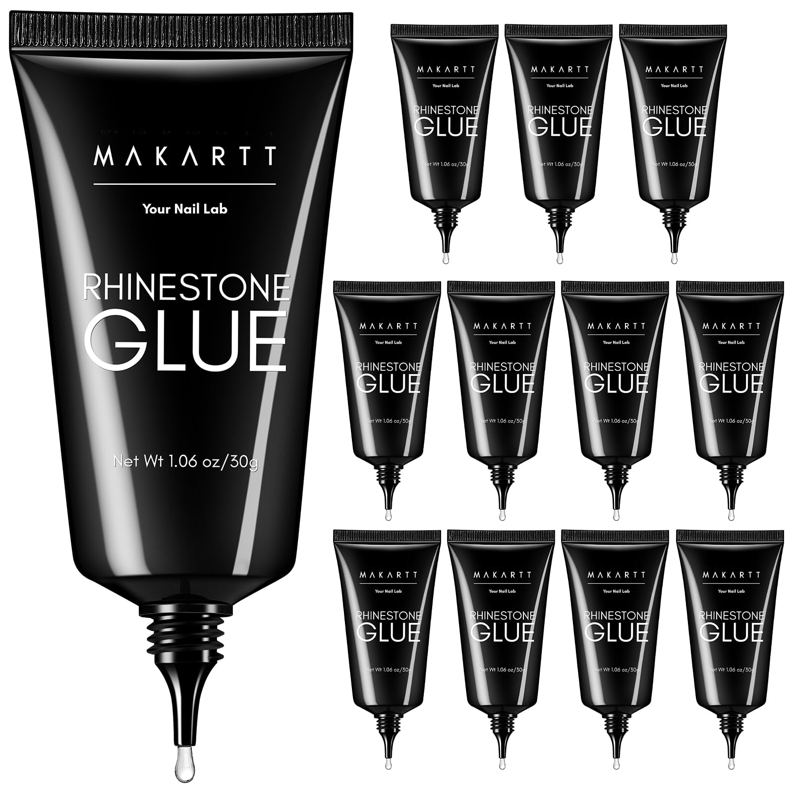 Makartt Rhinestone Glue for Nails 12PCS 30ML, Super Strong Gel Adhesive for Nail Salon, 3D Nail Art, Gem Jewelry & Nail Charm Decoration Image