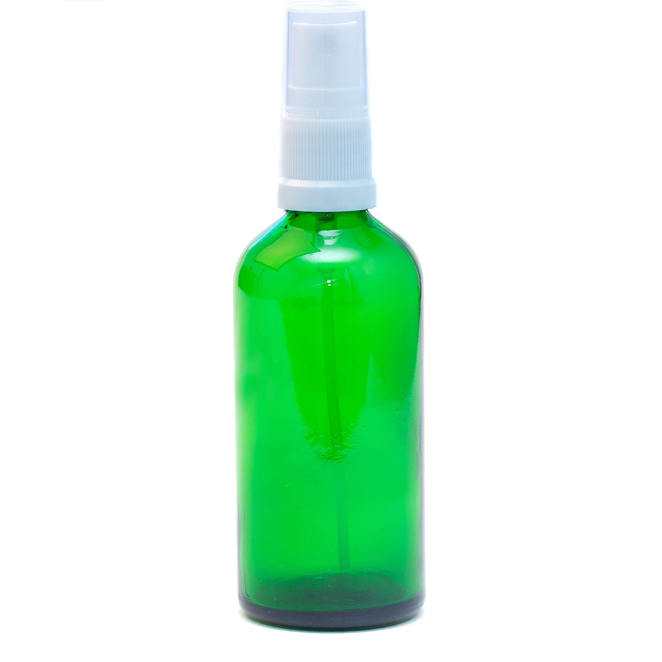 Aura 100ml GREEN Glass Bottles with White ATOMISER Sprays - PACK of 8